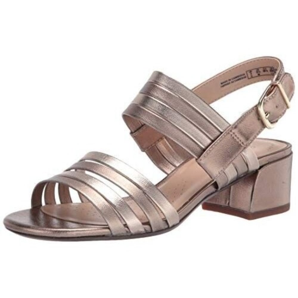 Clarks Women's Caroleigh Bess Heeled Sandal Gold/Silver Metallic Open Toe 6 W